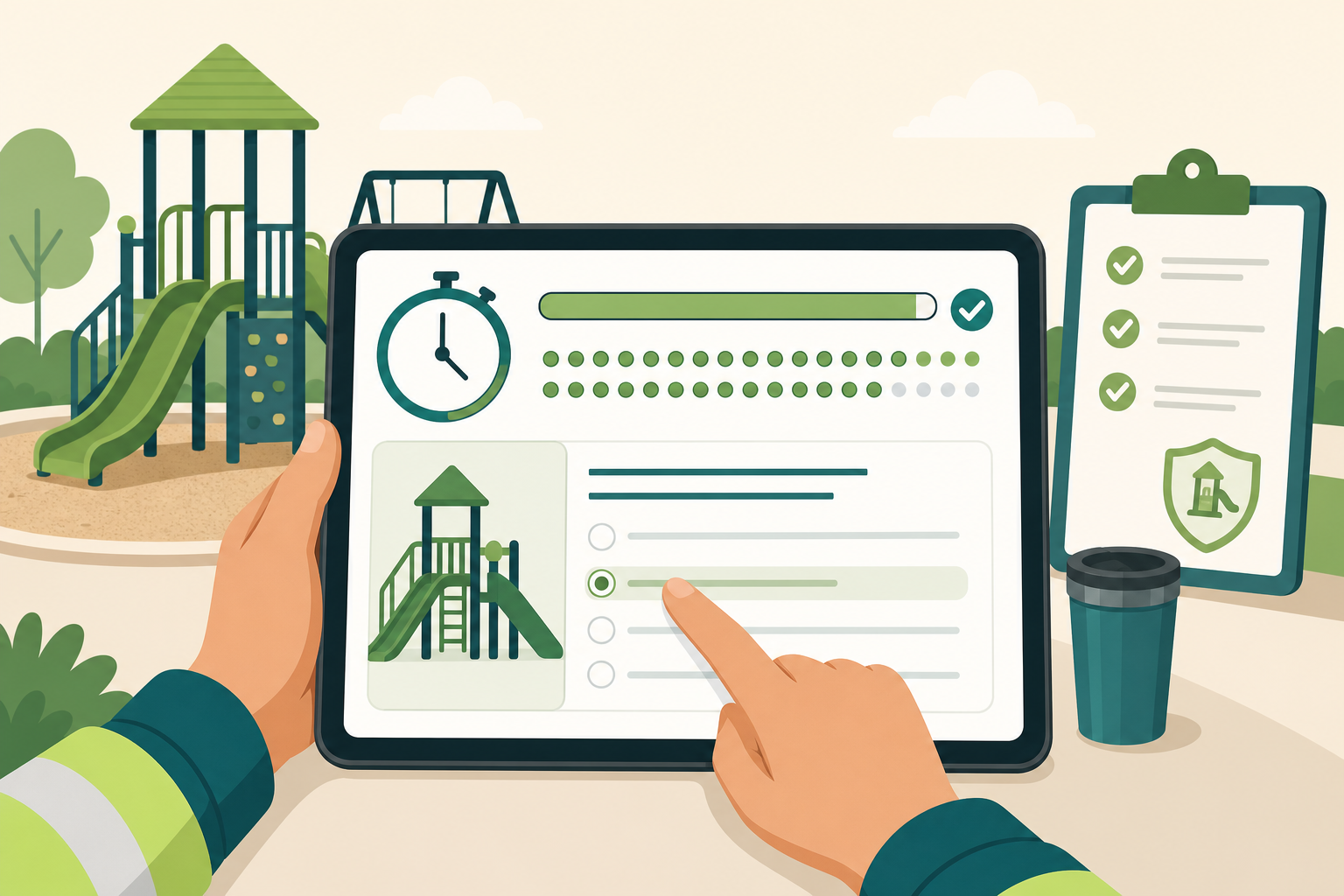 Illustration of a timed CPSI mock exam on tablet