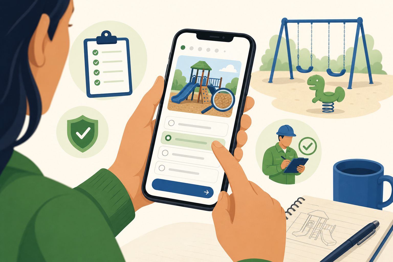 Illustration of CPSI exam practice questions on a mobile device